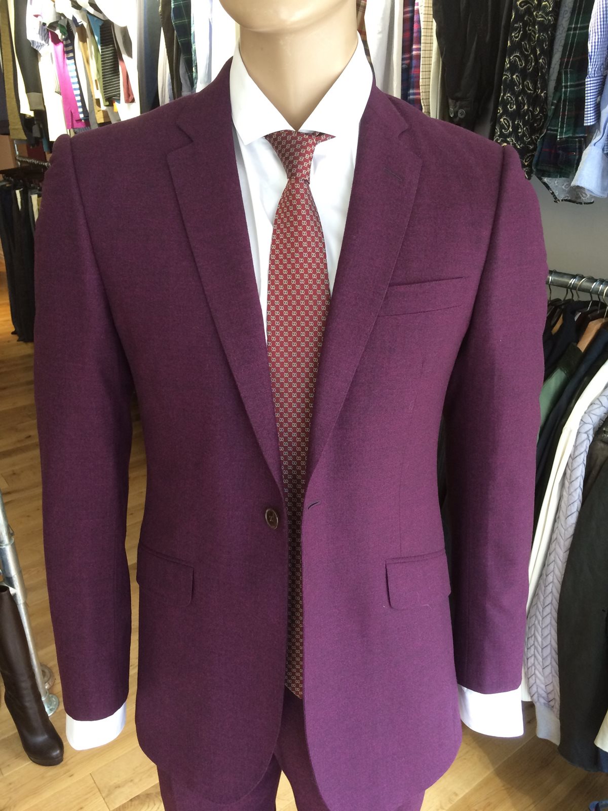 Ozwald Boateng Mens Purple One Button Single-Breasted Suit - The Loft, London