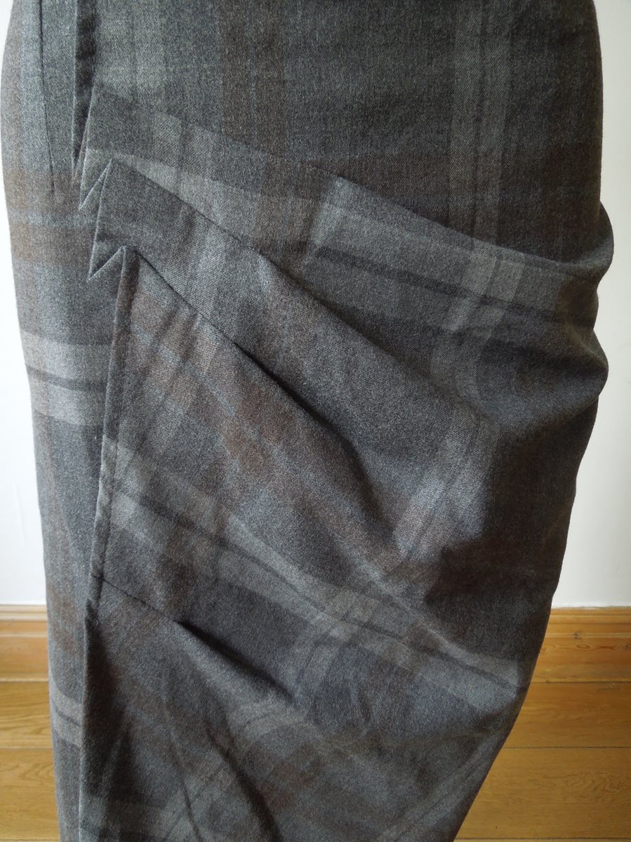 Brunello Cucinelli Grey And Brown Checked Virgin Wool Skirt.  - The Loft, London