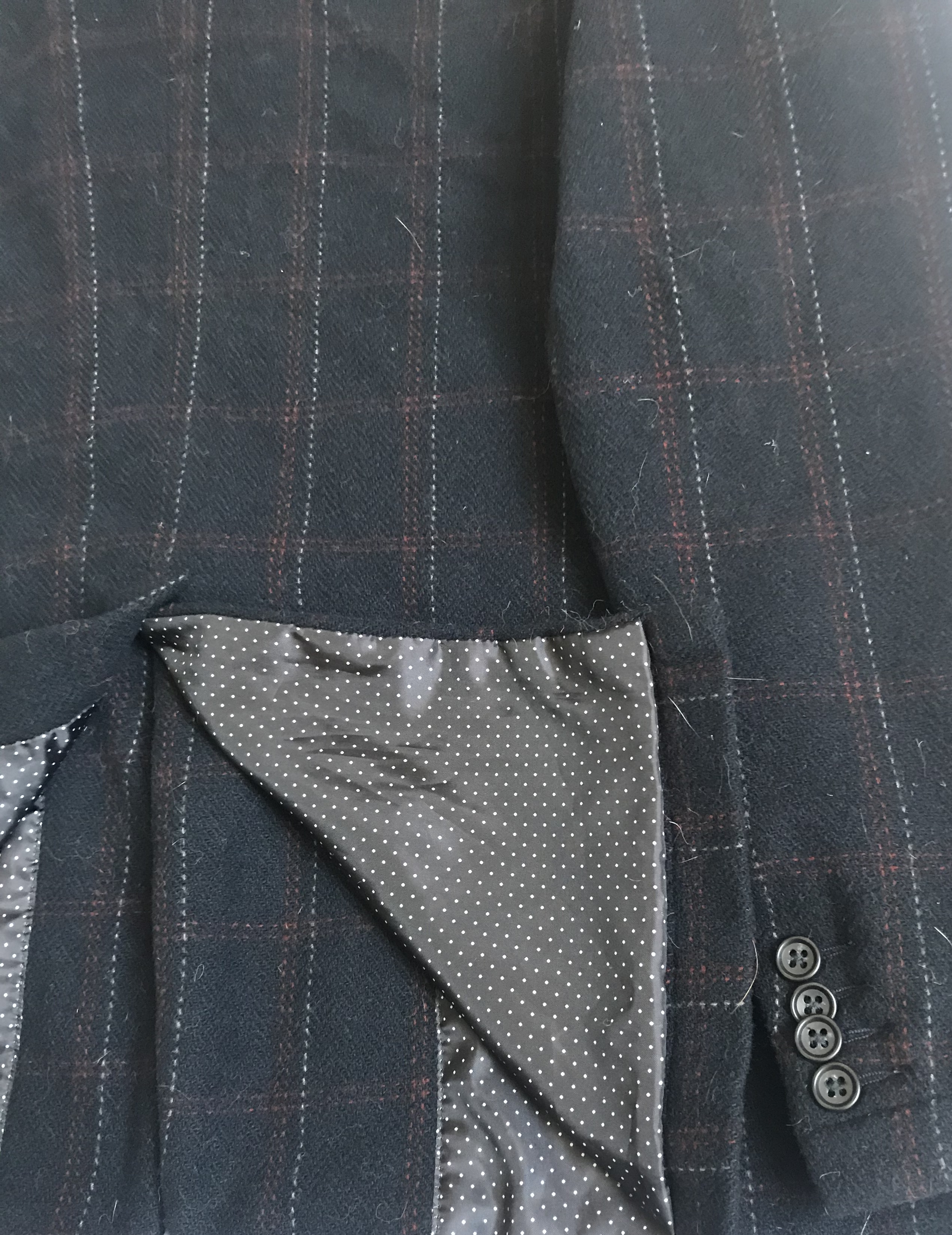 Engineered Garments Black Men's Jacket With Red & White Stripes. - The Loft, London